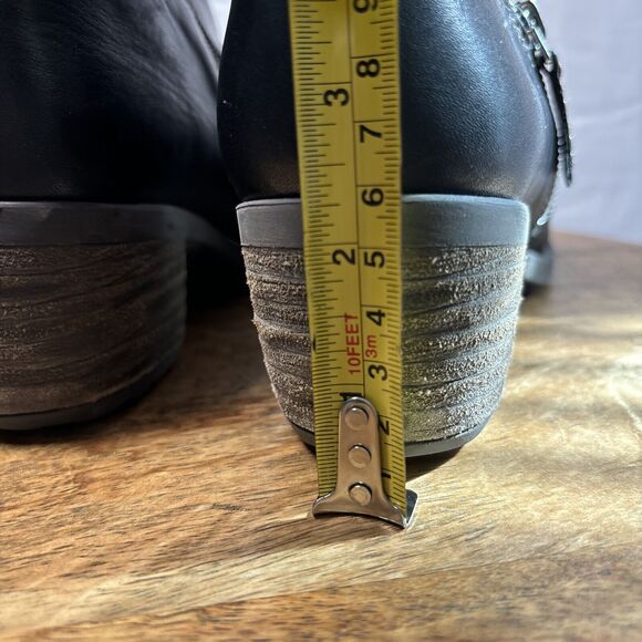 Boho Outdoor Leather Booties 7.5 Knit Cuff Side Zip Fall Ankle Boot - Picture 11 of 16